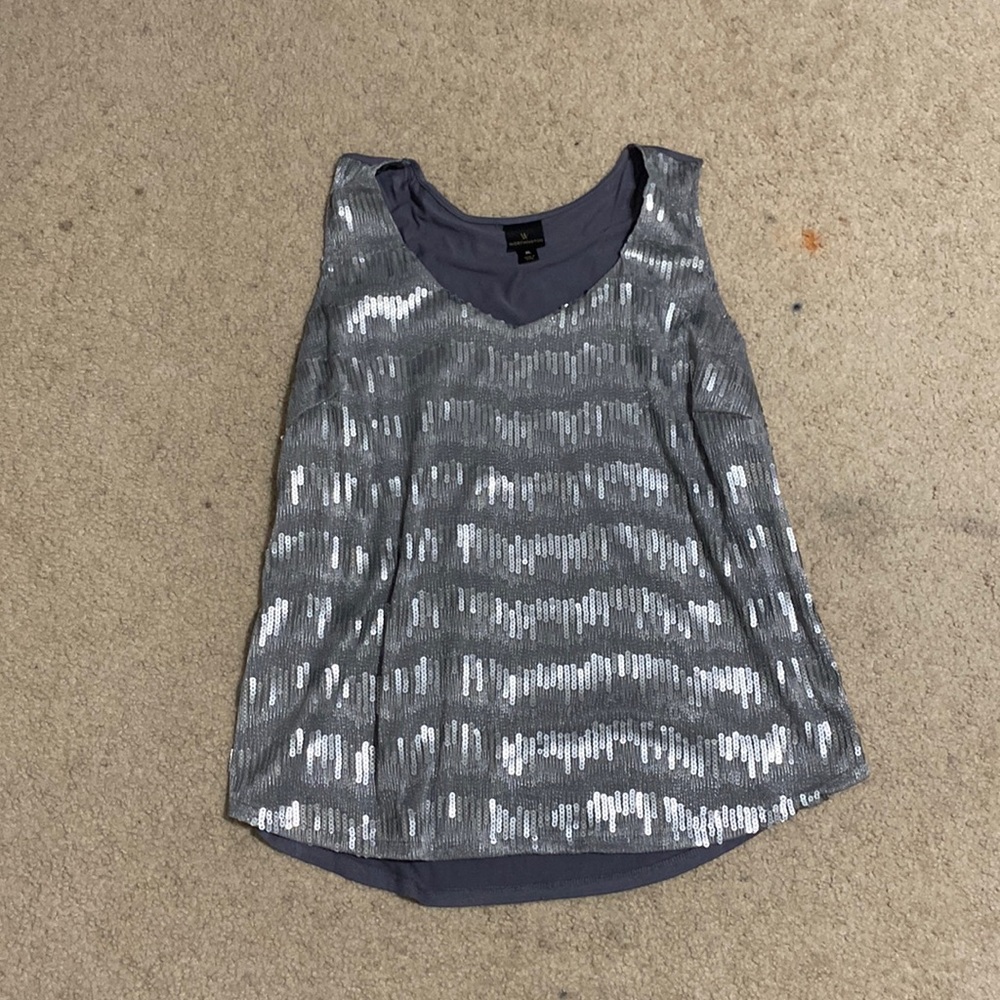 Sequin Silver Tank Top